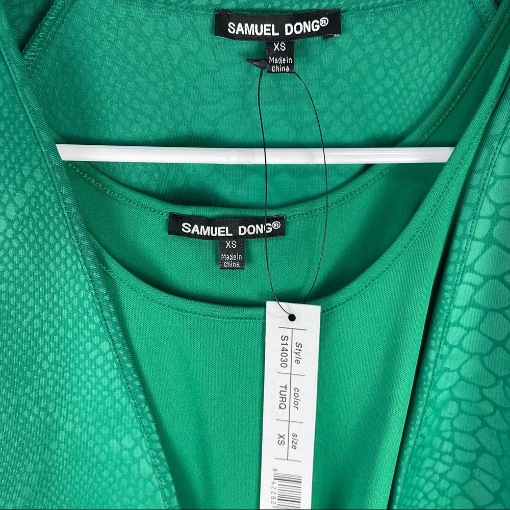 NWT Samuel Dong cardigan set knit snakeskin green - Picture 5 of 7